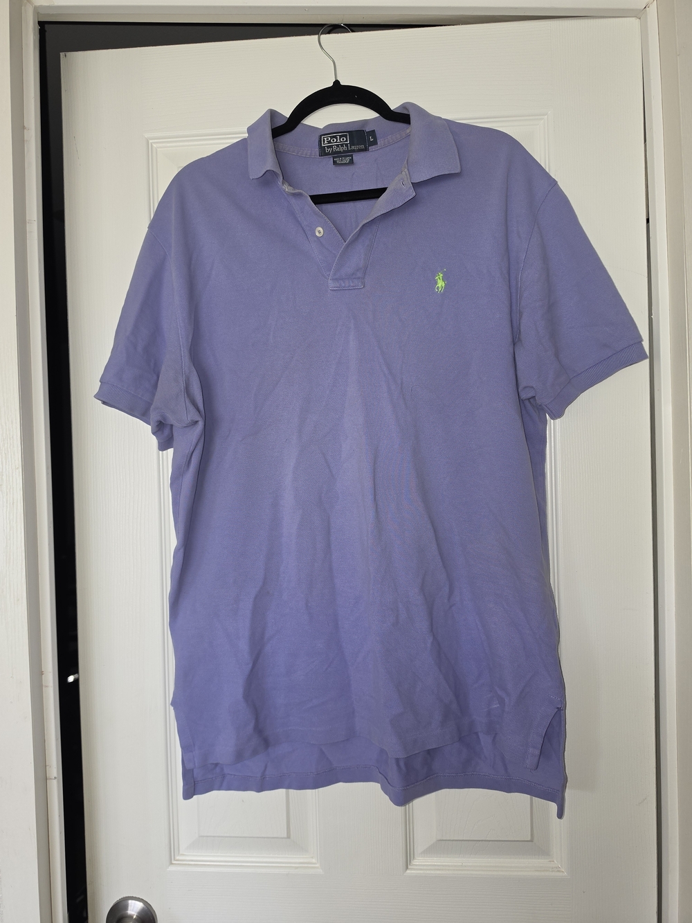 Polo by Ralph Lauren Men’s Light Lavender Polo with Neon Green Pony